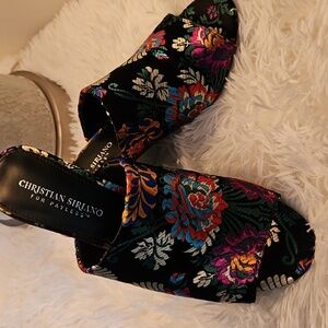 Christian Siriano Black Mules Vibrant Design